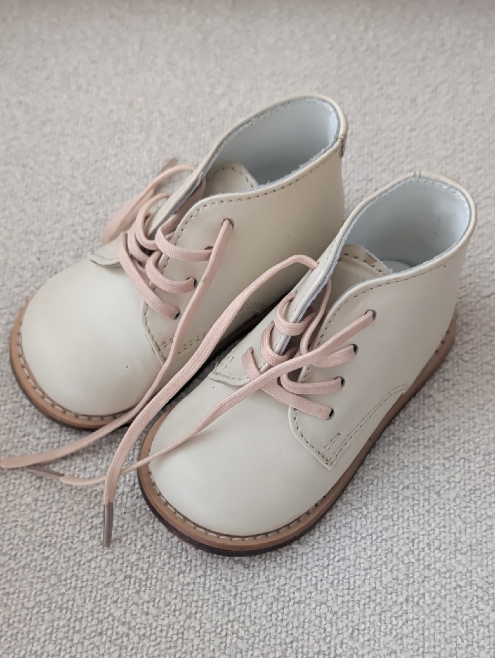 Children's Cream Lace-Up Ankle Boots Josmo Size 5